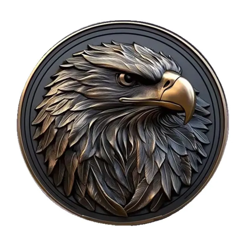 Vintage Eagle Brooch – 2D Flat Design with Realistic Feathers & Beak, Glass & Stainless Steel Lapel Pin for Suits & Coats